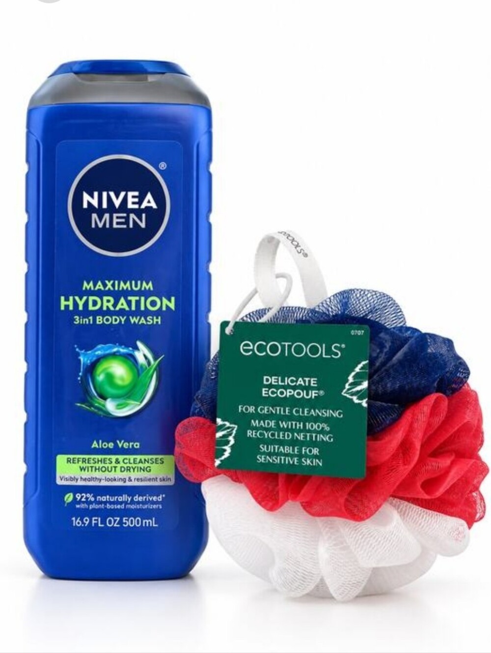 $7 Add-On NIVEA Men Maximum Hydration Body Wash And Ecotools Loofa